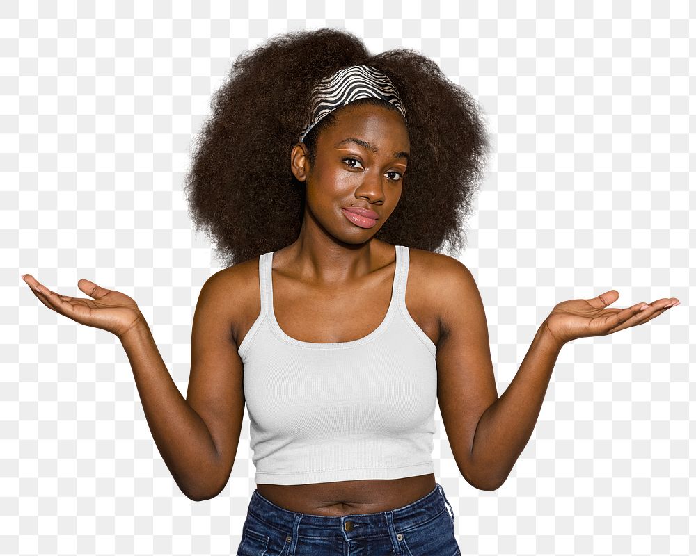 Woman shrug png sticker, transparent background