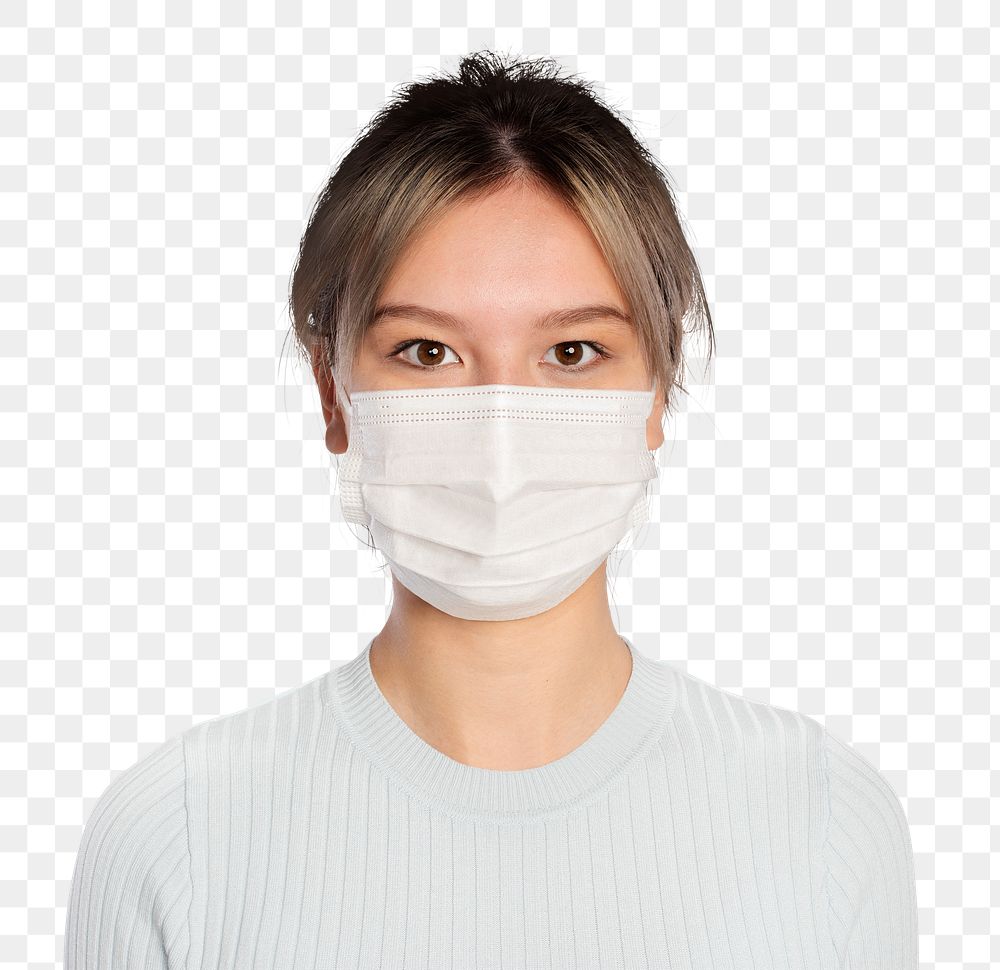 Young woman png mockup wearing a face mask
