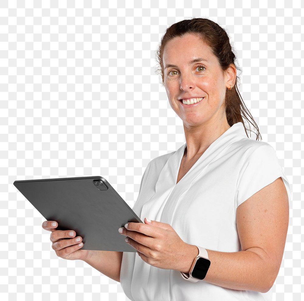 Businesswoman png using tablet
