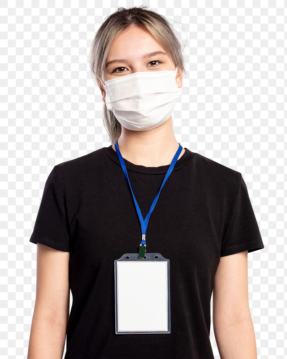 Young woman png mockup wearing a face mask