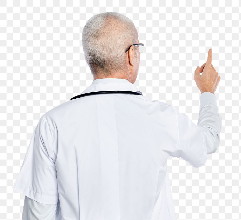 Male doctor png mockup rear view