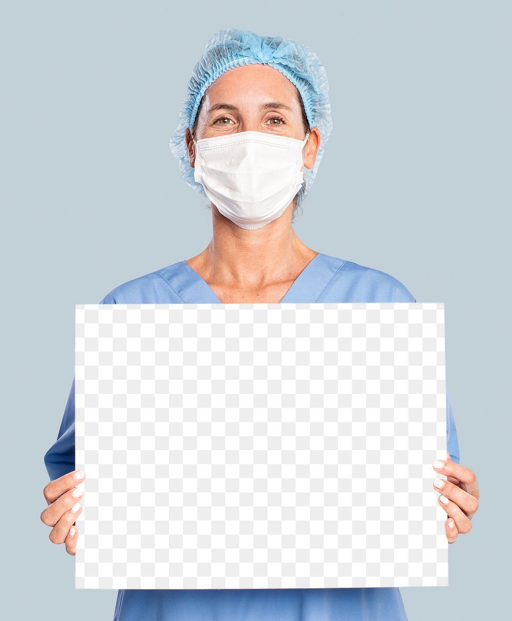 Sign board png mockup shown by a doctor