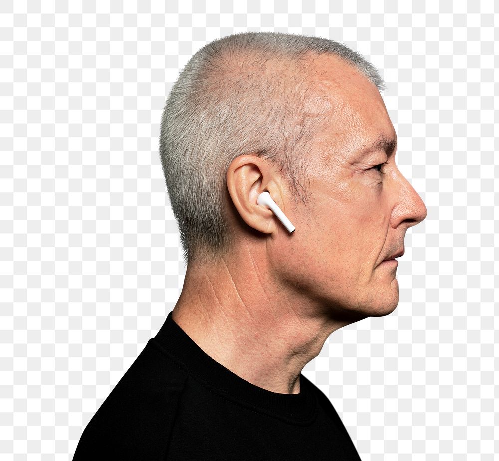 Man with earphones png mockup