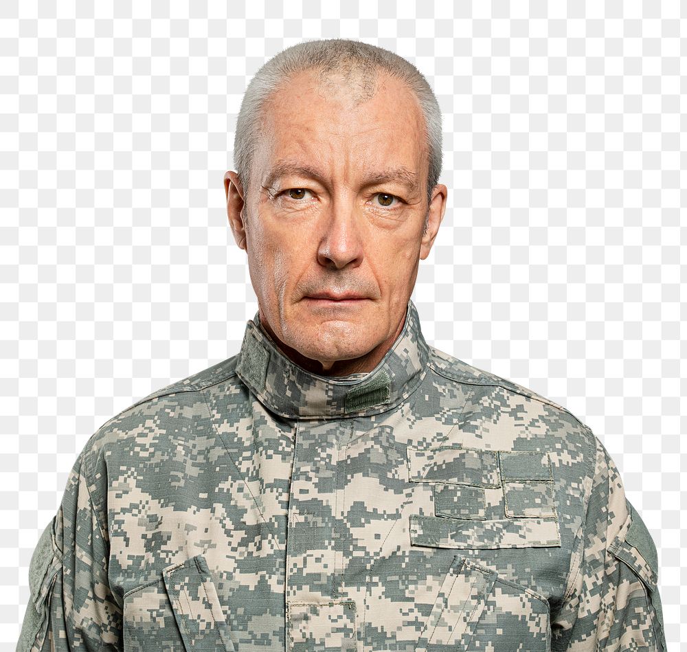 Male soldier png mockup in a uniform portrait