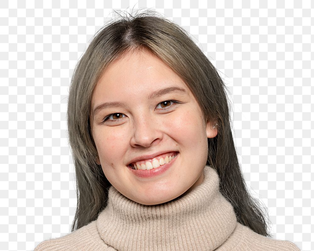 Cheerful teenage girl png transparent, smiling face portrait