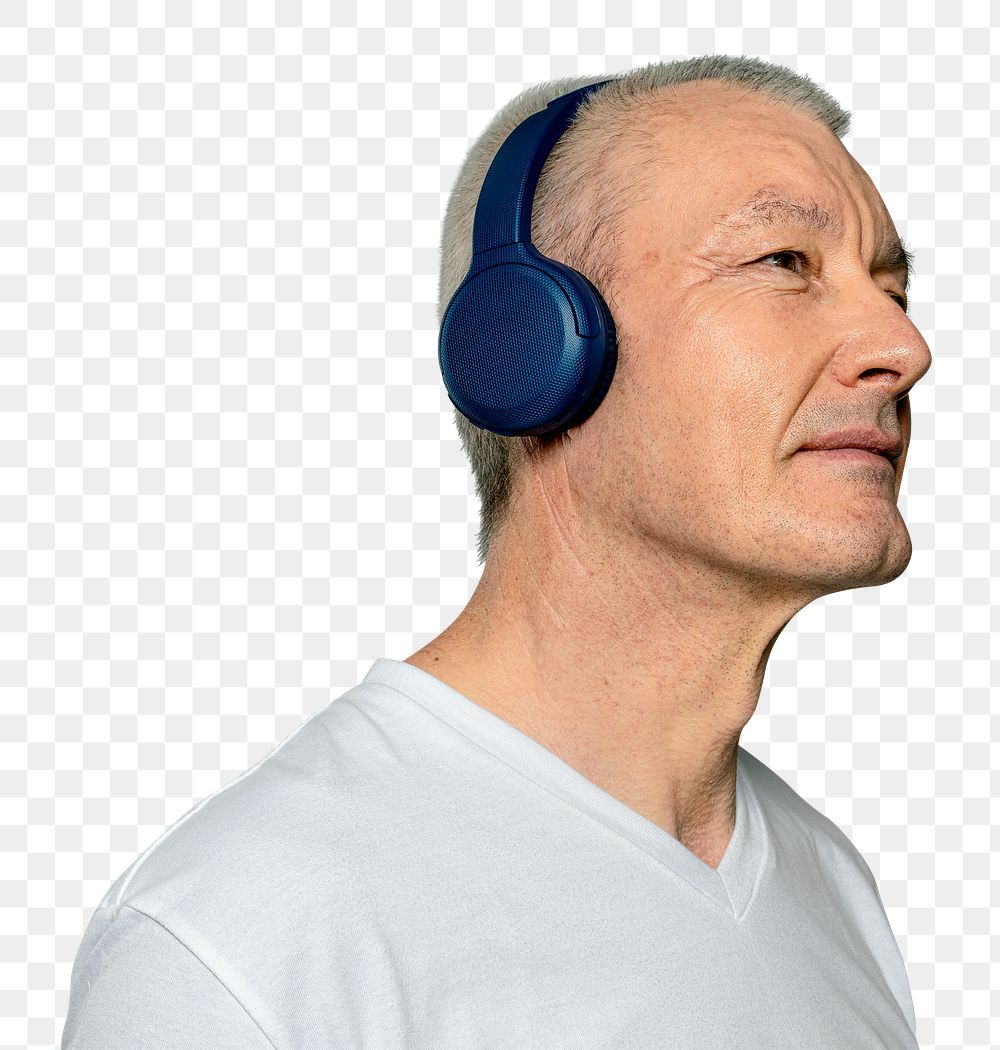Man with headphones png mockup