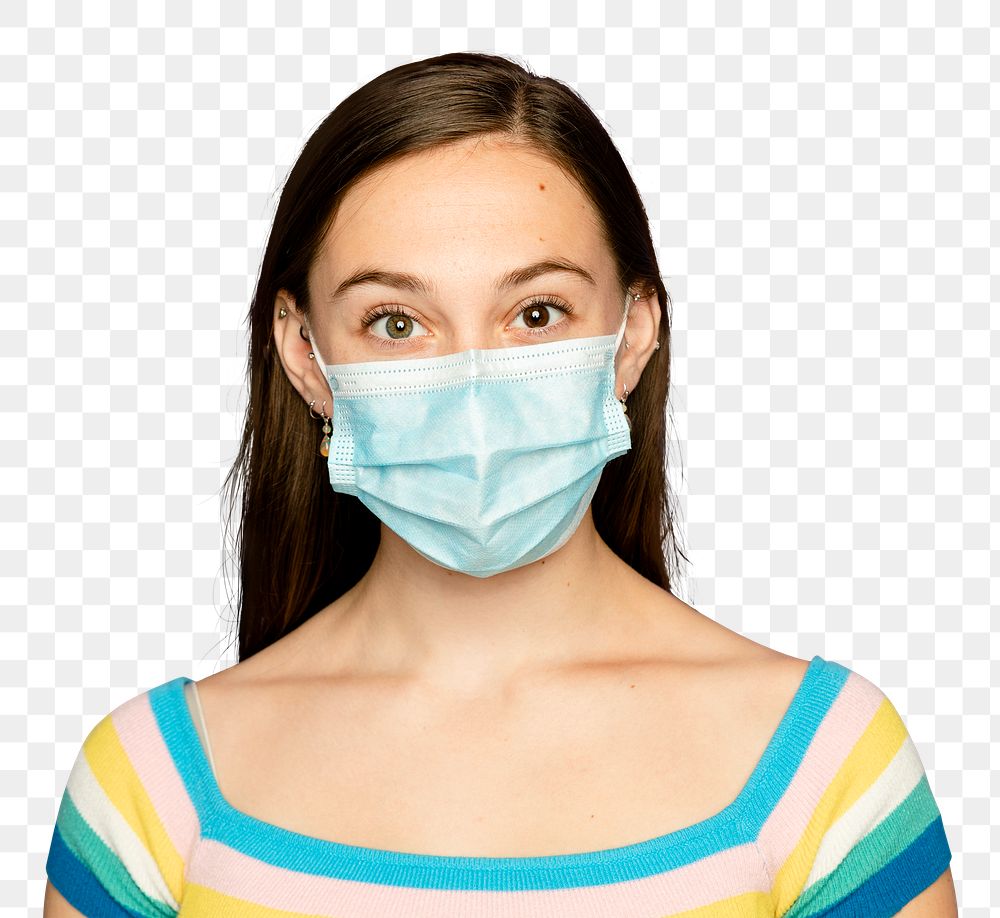 Woman wearing mask mockup png in the new normal