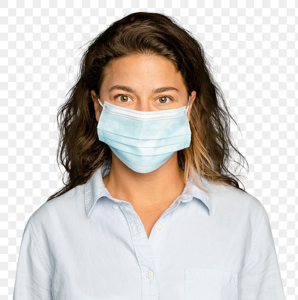 Woman wearing mask mockup png in the new normal