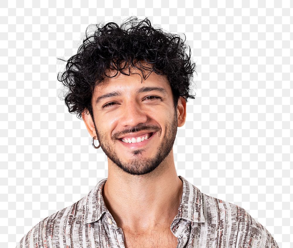 Latin man smiling mockup psd cheerful expression closeup portrait