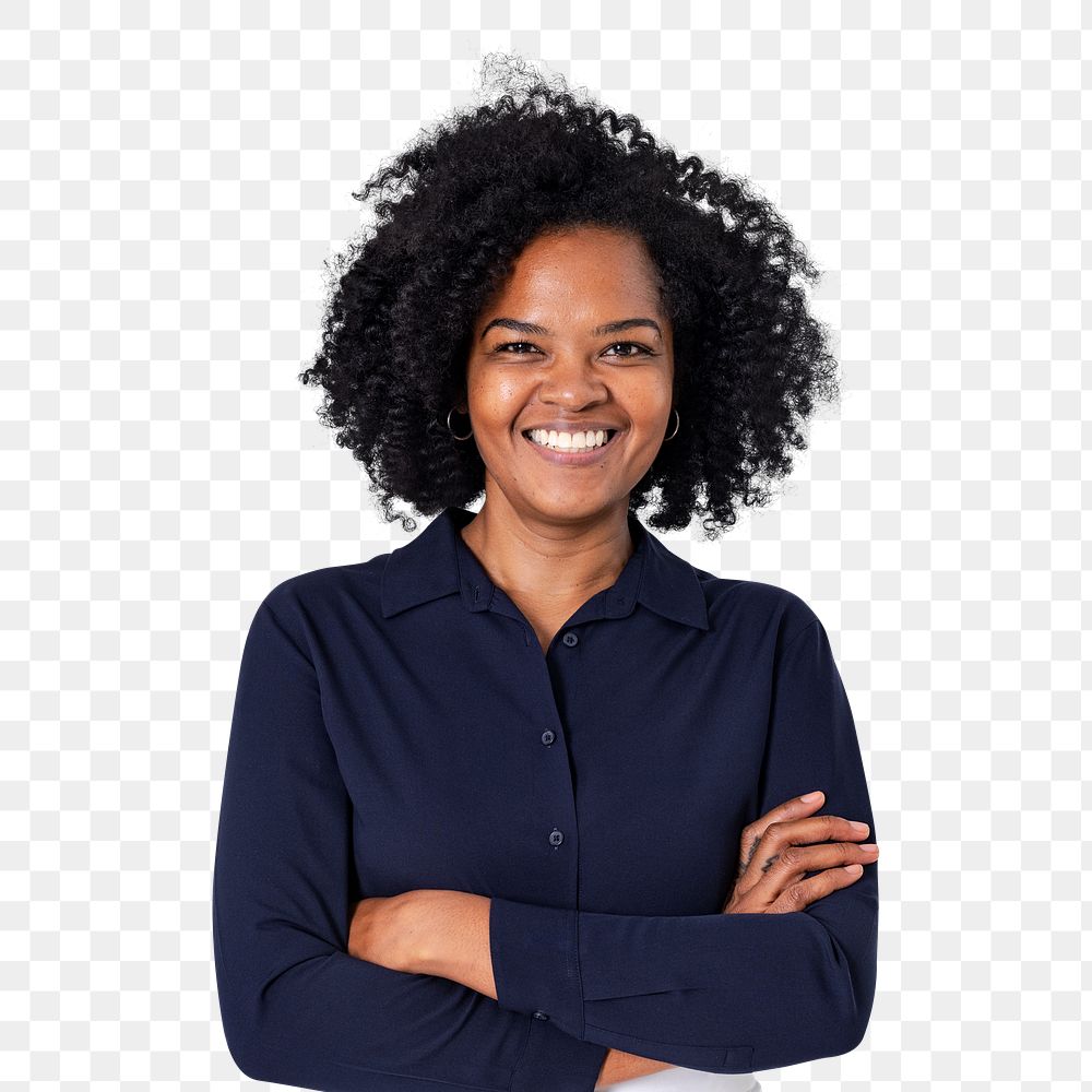Png Confident African businesswoman mockup smiling closeup portrait for jobs and career campaign