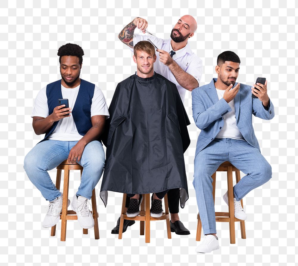 Png Men&rsquo;s barber shop mockup with hairstylist jobs and career campaign