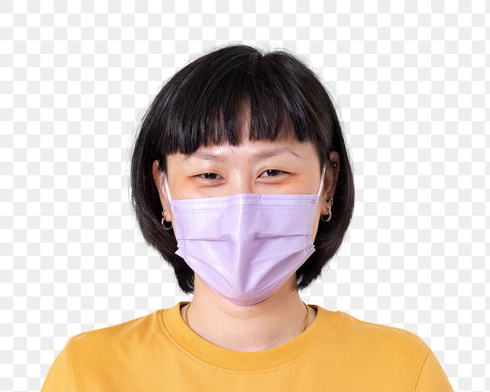 Woman wearing mask png transparent, during the new normal