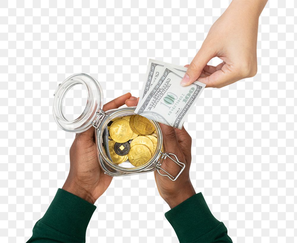 Png Money jar mockup held by hands finance savings concept