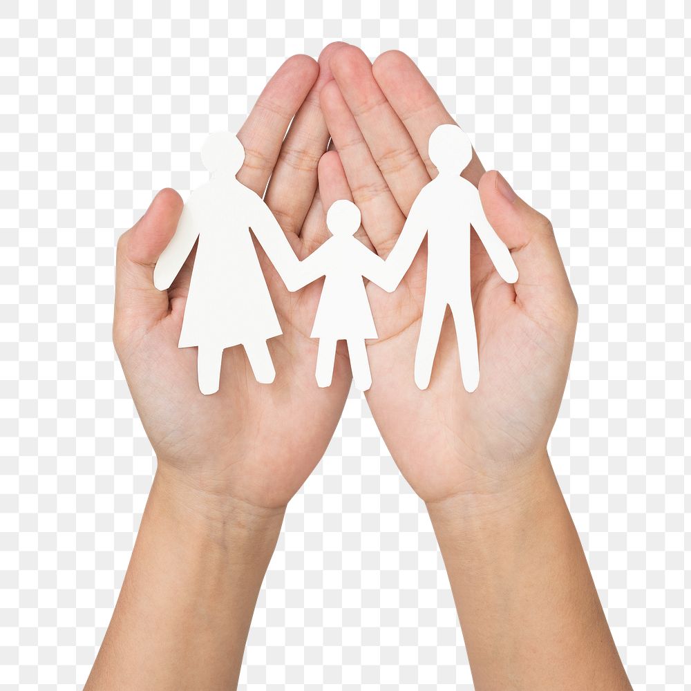 Png Happy family paper mockup hand craft charity symbol