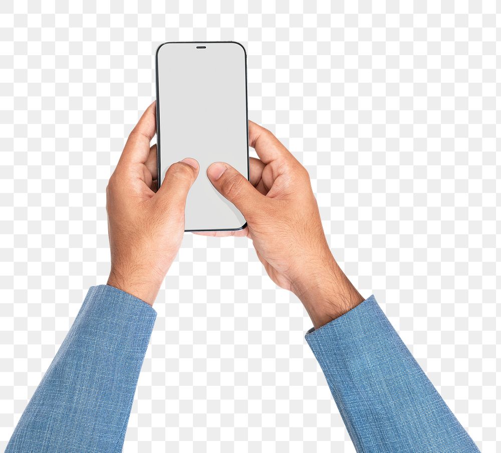 Png smartphone screen hand mockup digital device