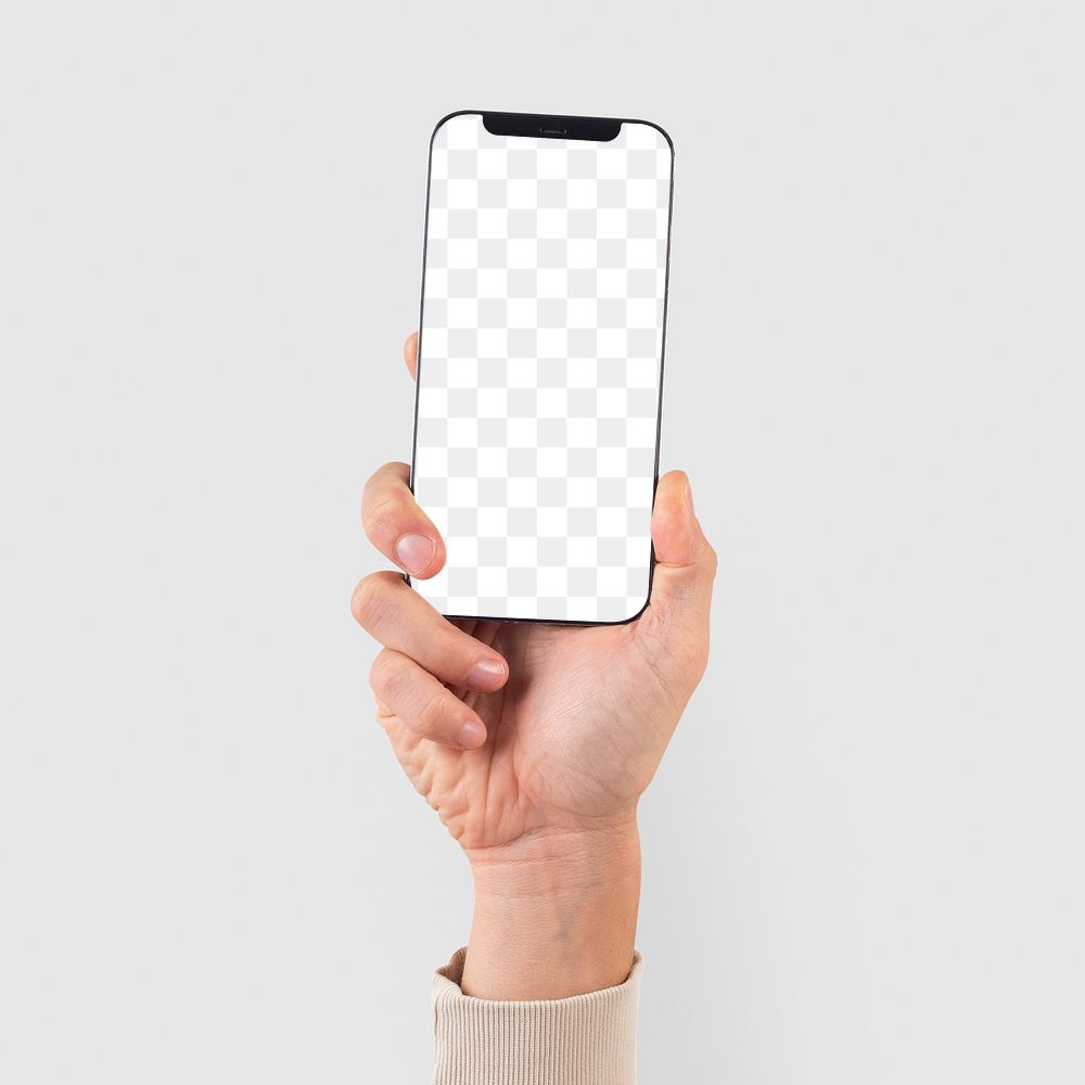 Png smartphone screen hand mockup digital device