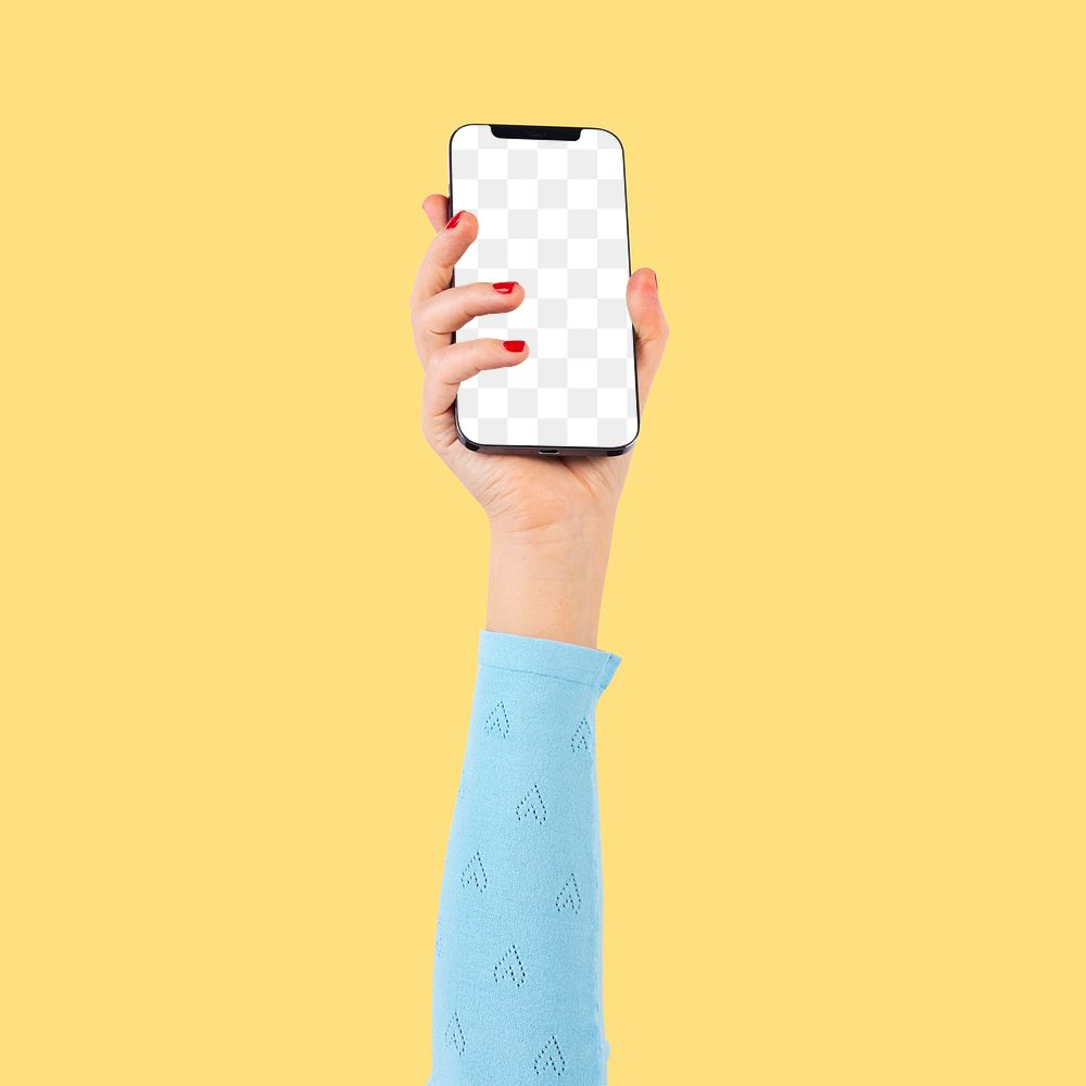 Png Smartphone screen hand mockup digital device