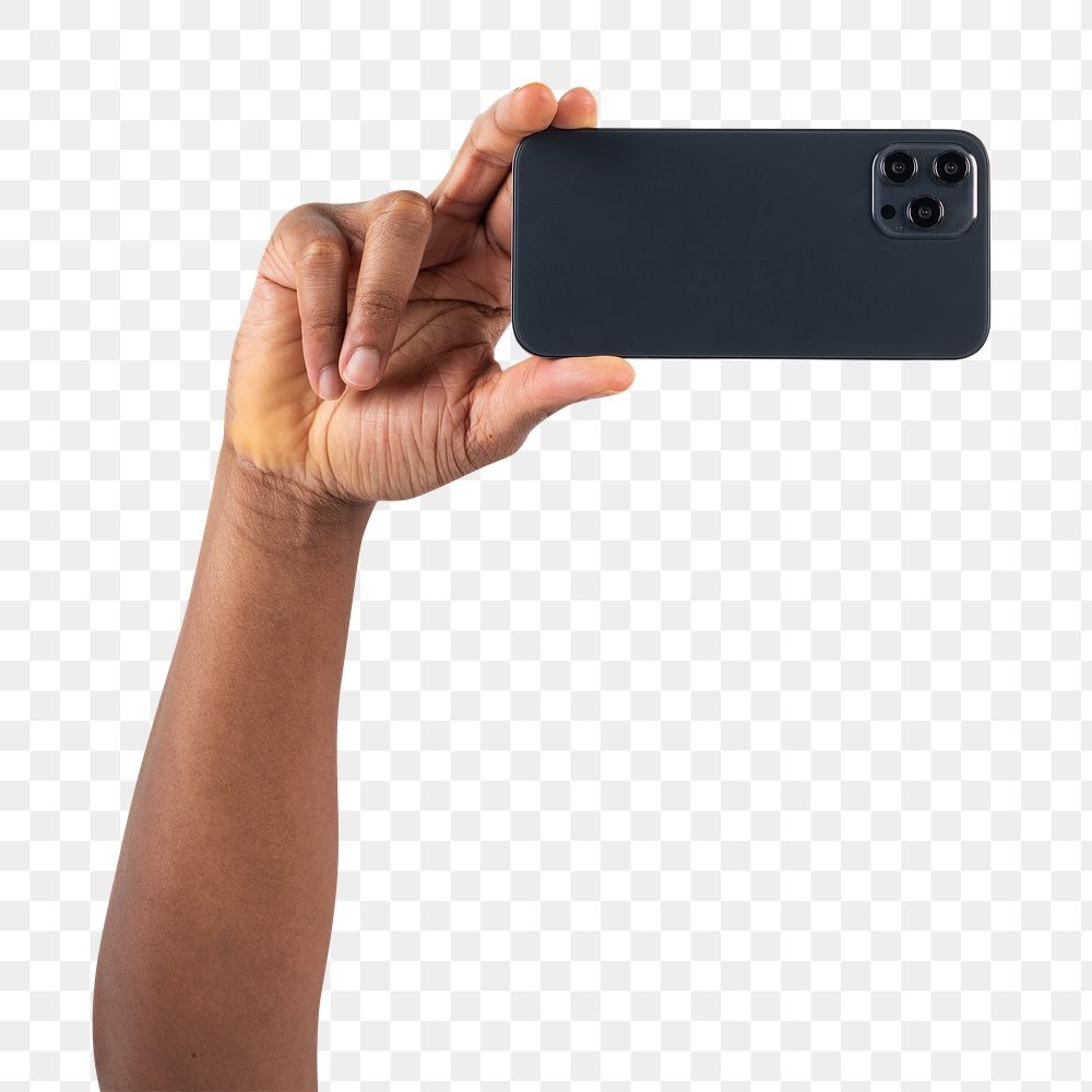 Png social media audience mockup person filming through smartphone