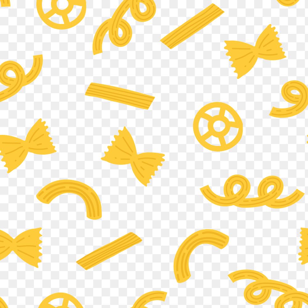 Cute png paste food pattern background in yellow cute doodle style