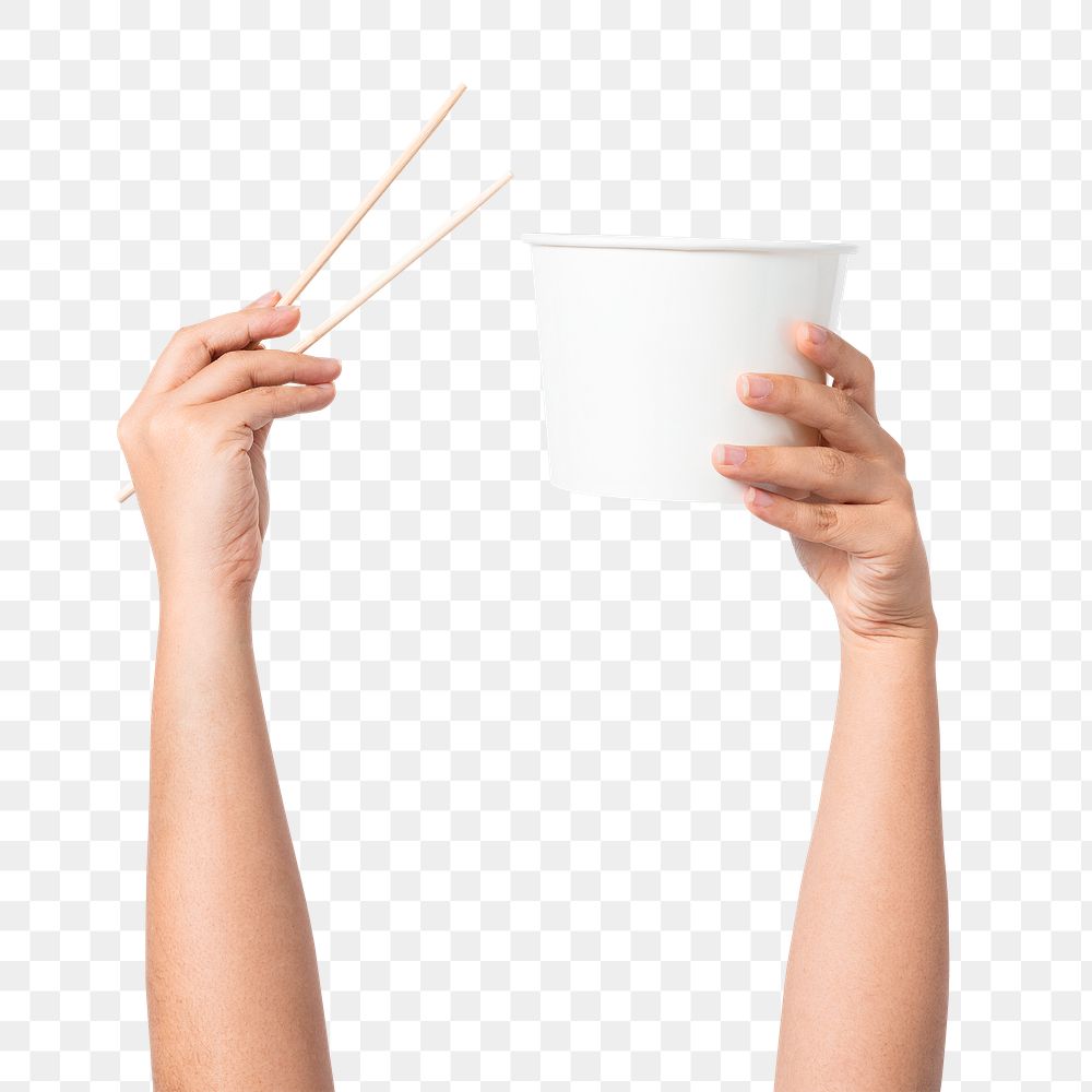 Png Hand holding bowl mockup for food concept