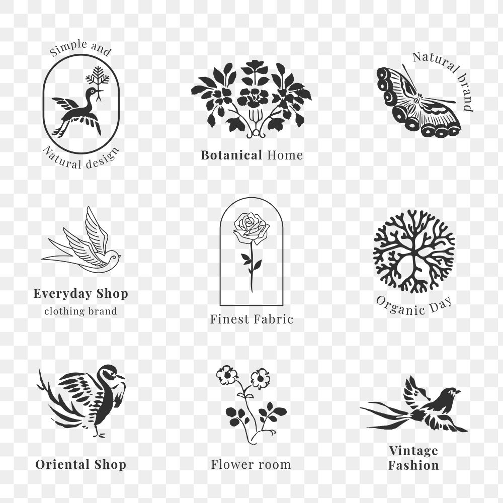 Organic branding png logos vintage collection