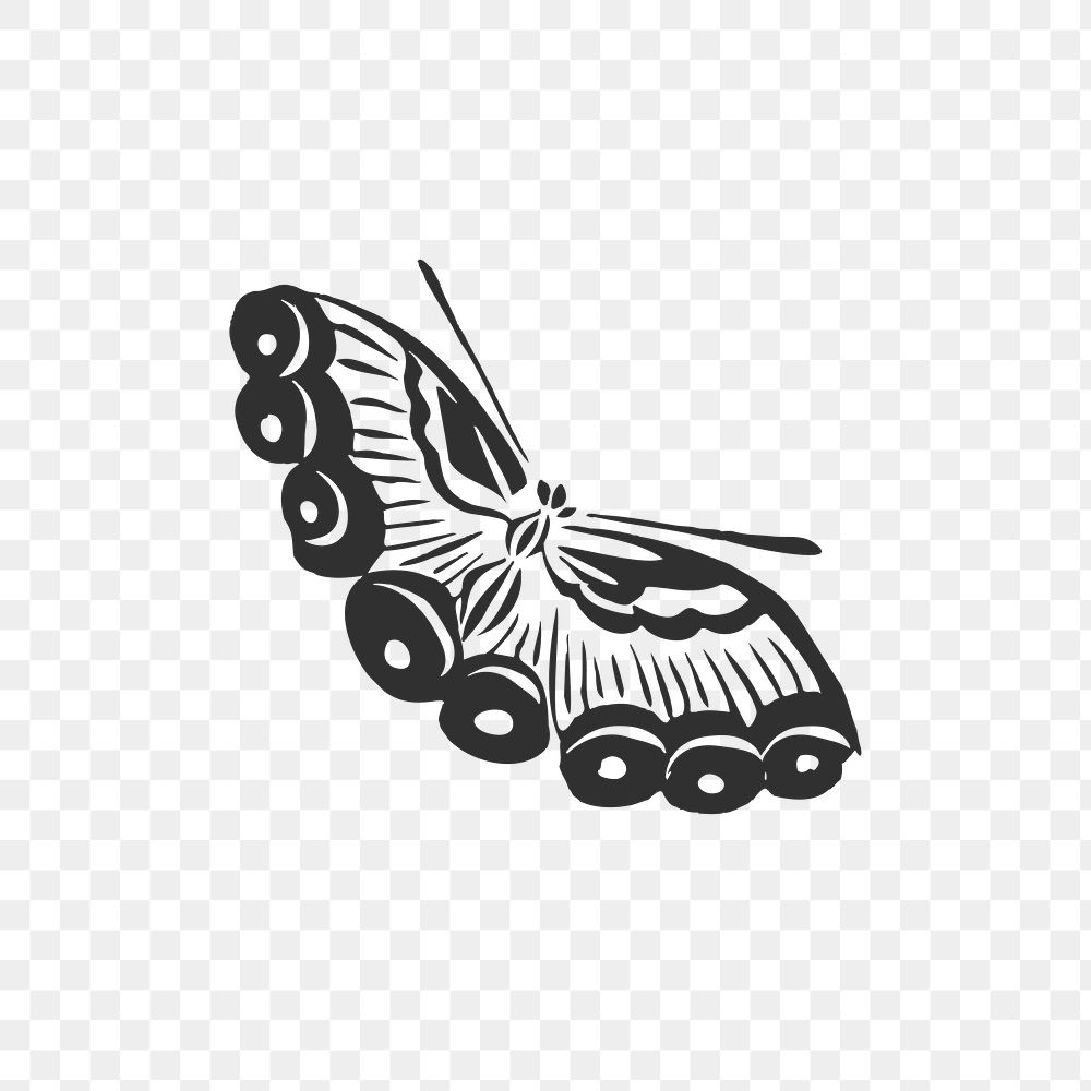 Vintage butterfly png sticker in black