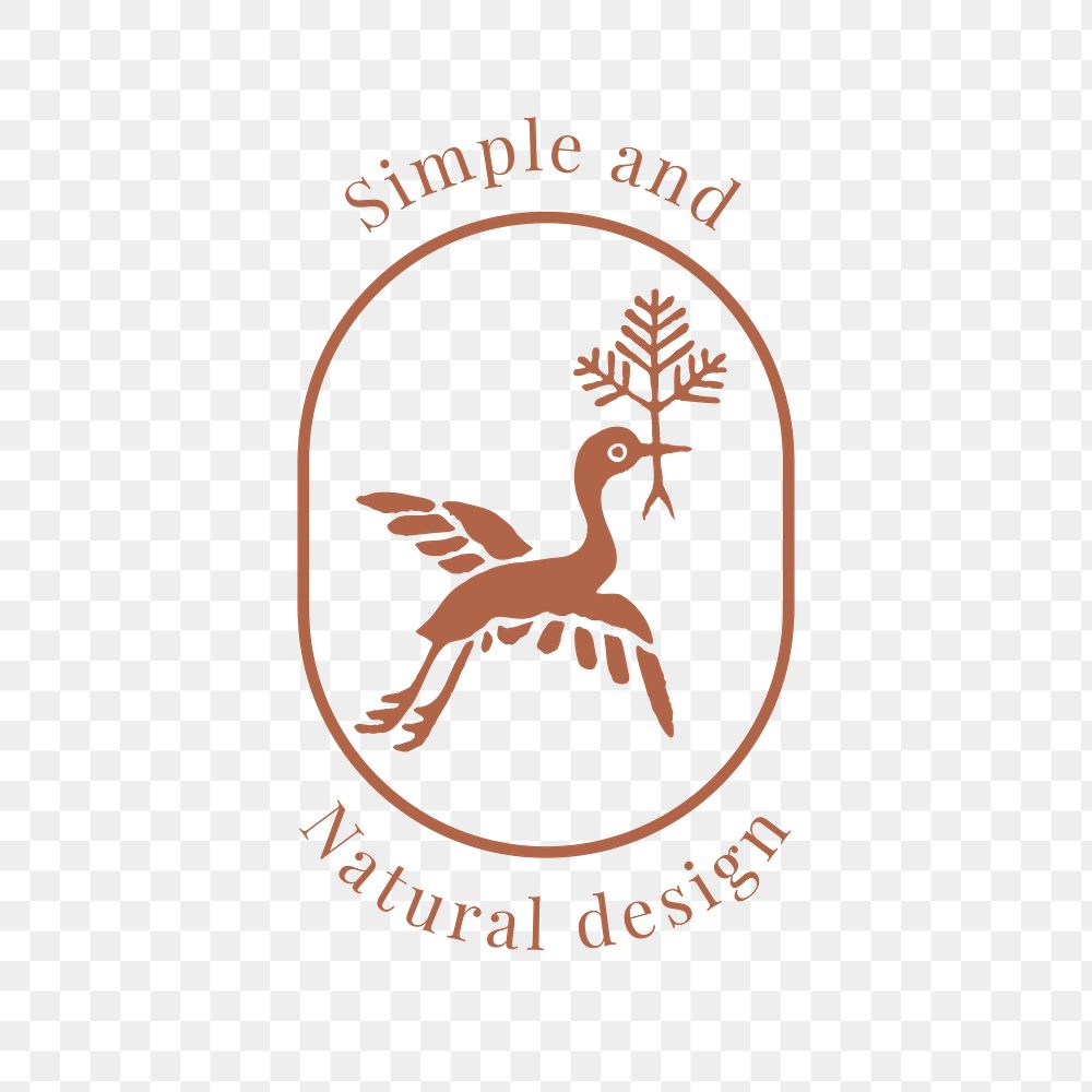 Natural bird png logo for organic brands in earth tone