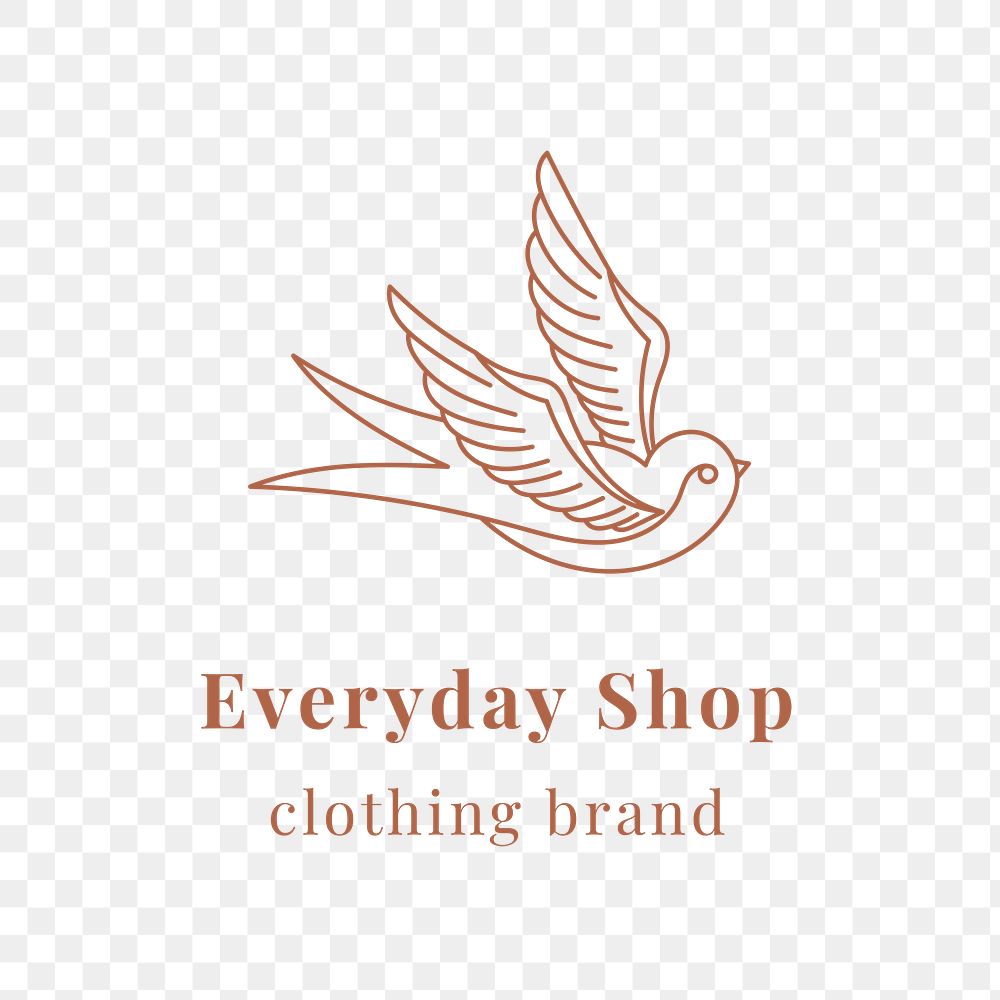 Minimal bird png logo for organic brands in earth tone