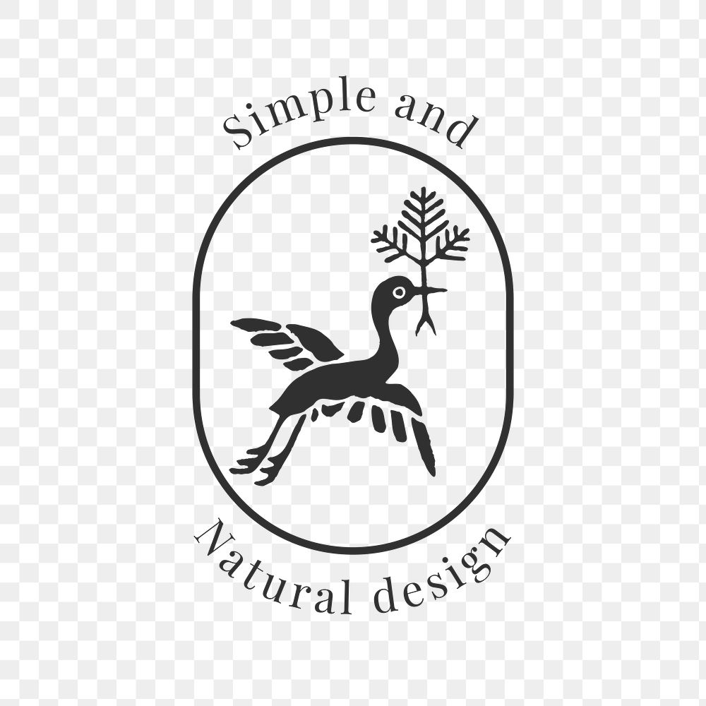 Natural bird png logo for organic brands in black