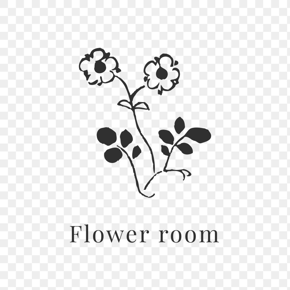 Classic flower png logo for branding in black