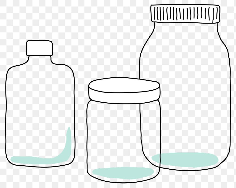 Png reusable plastic bottle doodle illustration eco-friendly product