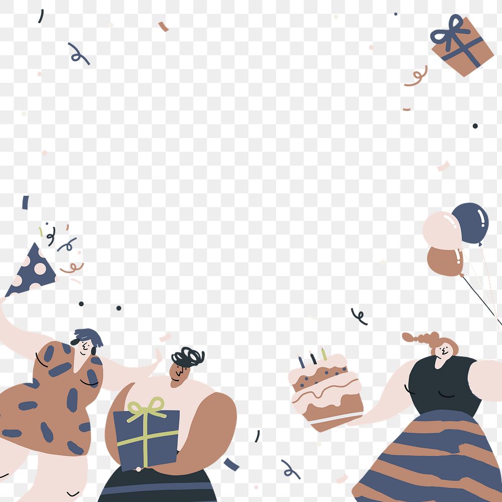 Border png of birthday party celebration