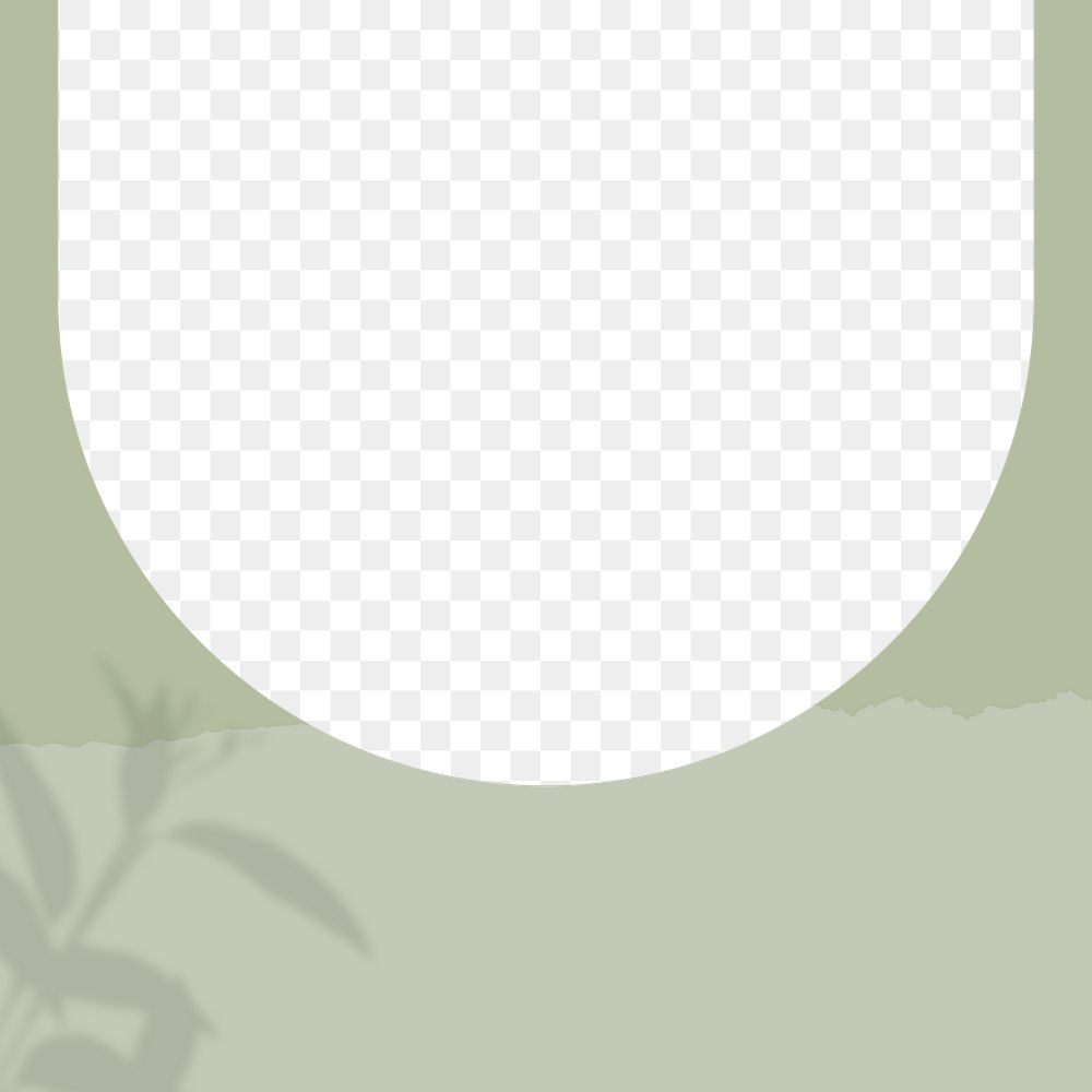 Frame png in green muted tone with leaf shadow