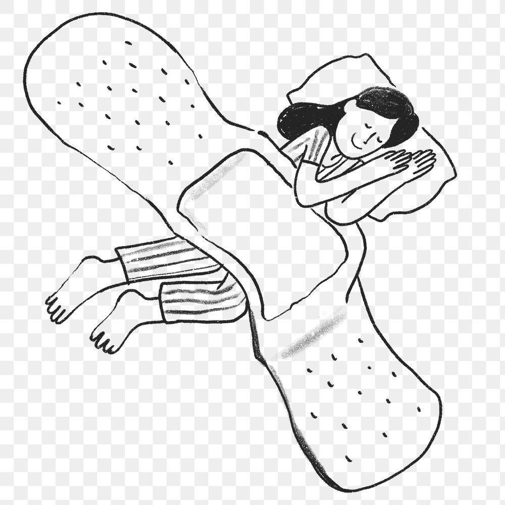 Plaster png element as a blanket cover woman healthcare doodle