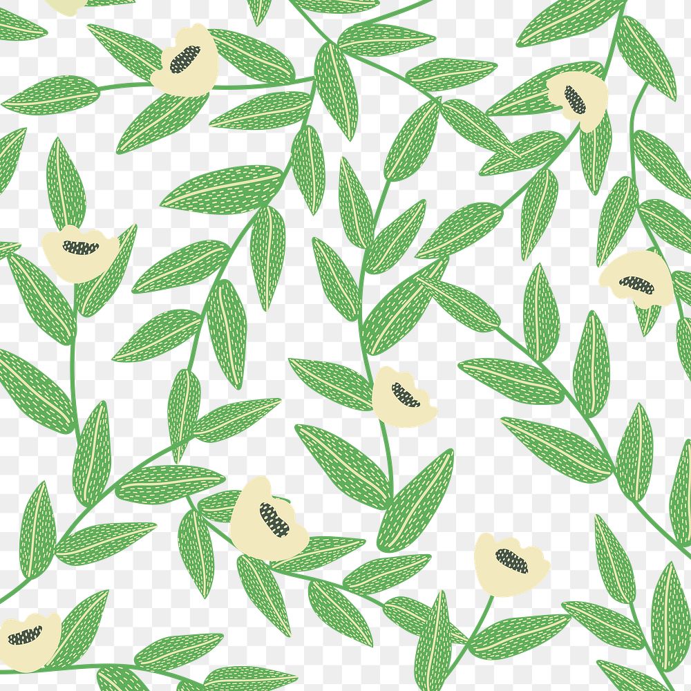 Yellow poppy patterned png background transparent
