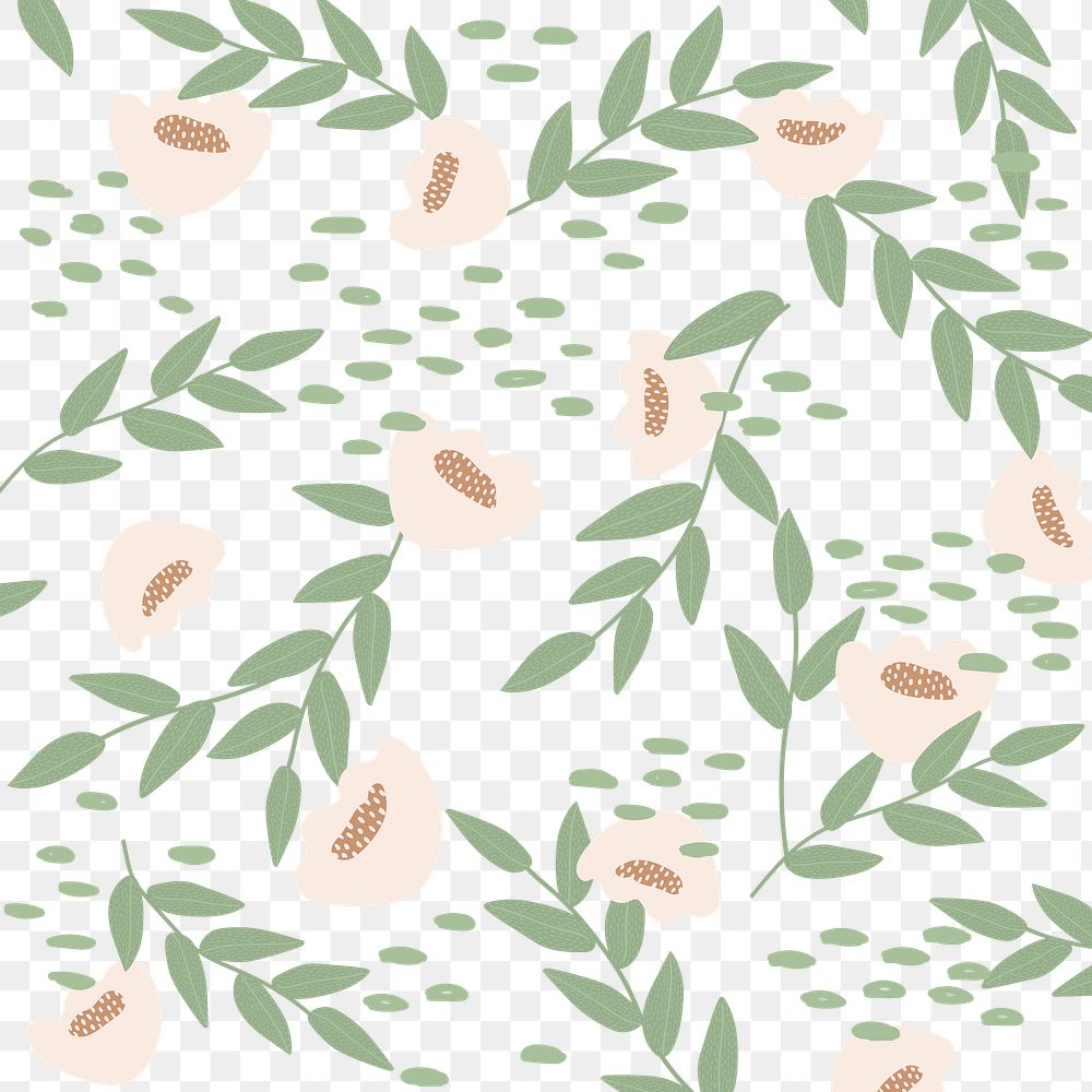White poppy patterned png background transparent