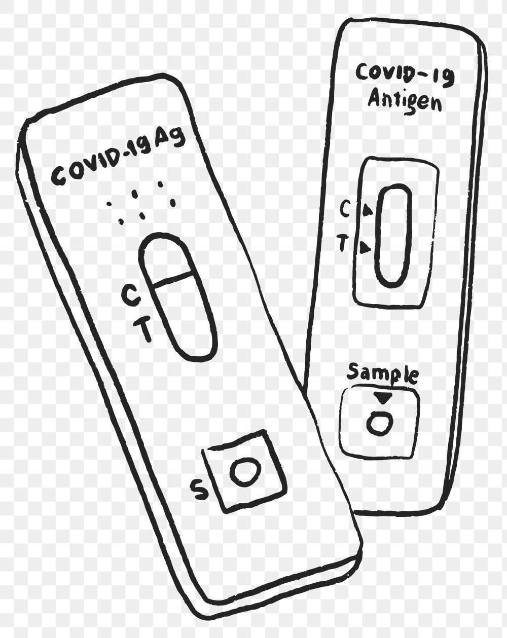 Png rapid test illustration, COVID 19 diagnostic kit doodle