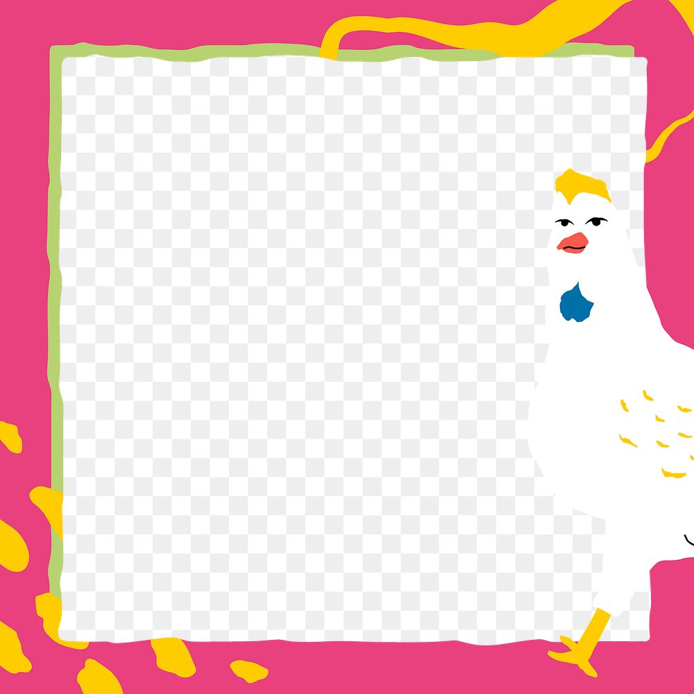 Chicken png frame background, funky pink design for kids