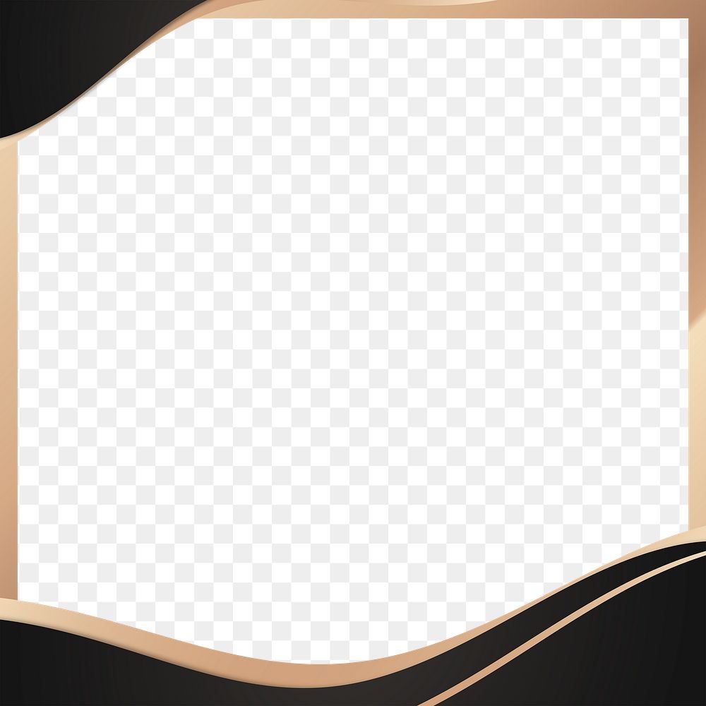 Gold wavy png frame background, black modern design