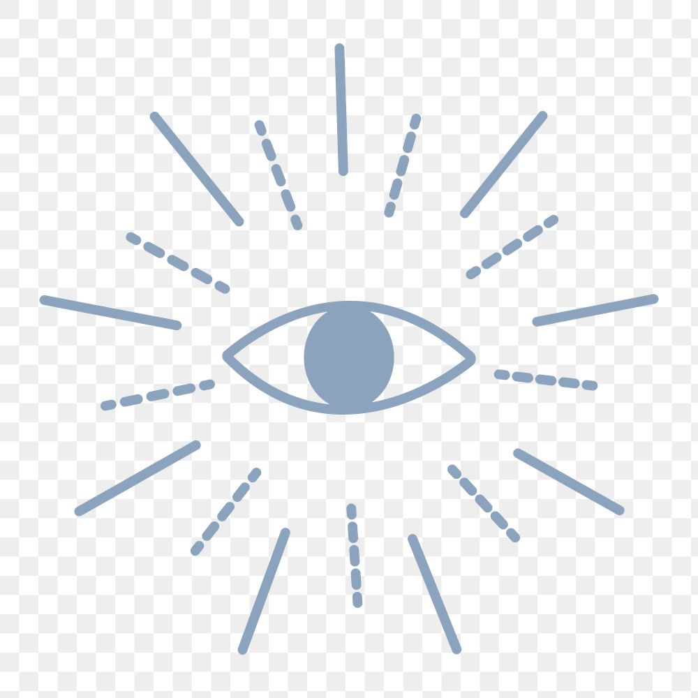 All seeing eye png sticker, aesthetic line art graphic, on transparent background