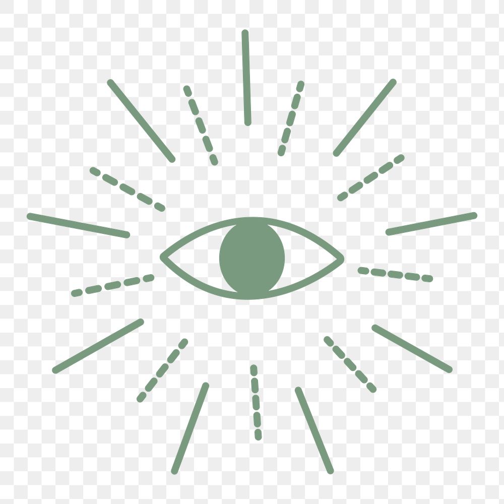 All seeing eye png sticker, aesthetic line art graphic, on transparent background