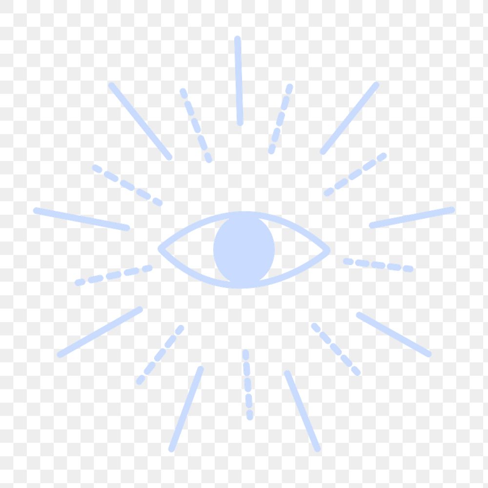 All seeing eye png sticker, aesthetic line art graphic, on transparent background