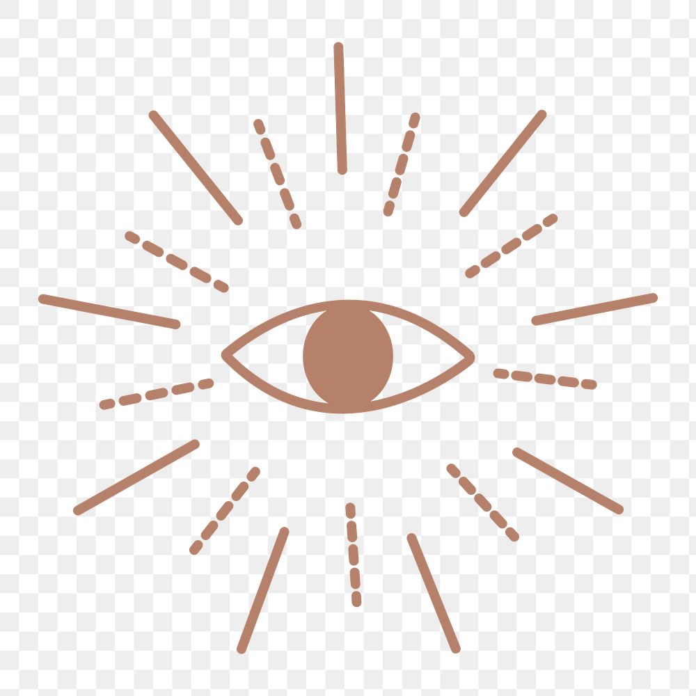 All seeing eye png sticker, aesthetic line art graphic, on transparent background
