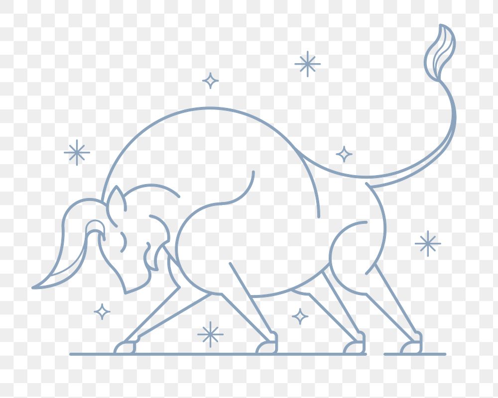 Aesthetic Taurus png sticker, line art astrological graphic, transparent background