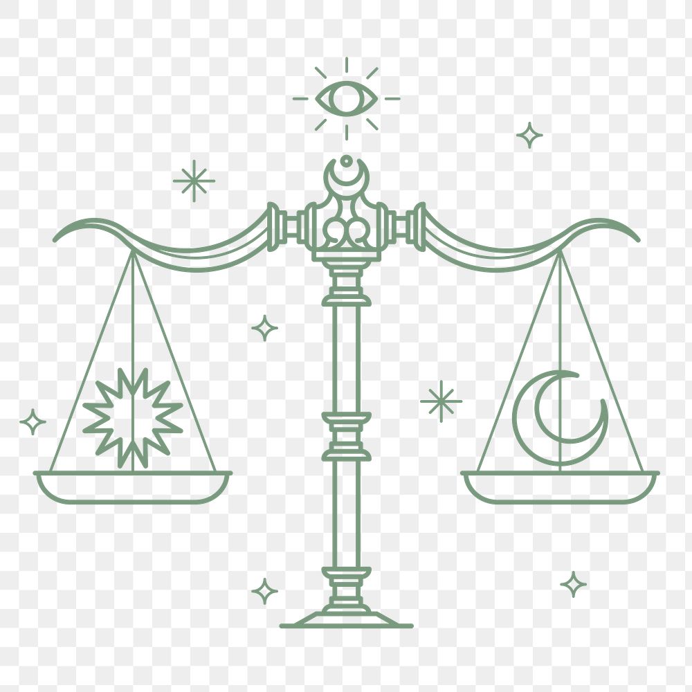 Aesthetic Libra png sticker, line art astrological graphic, transparent background