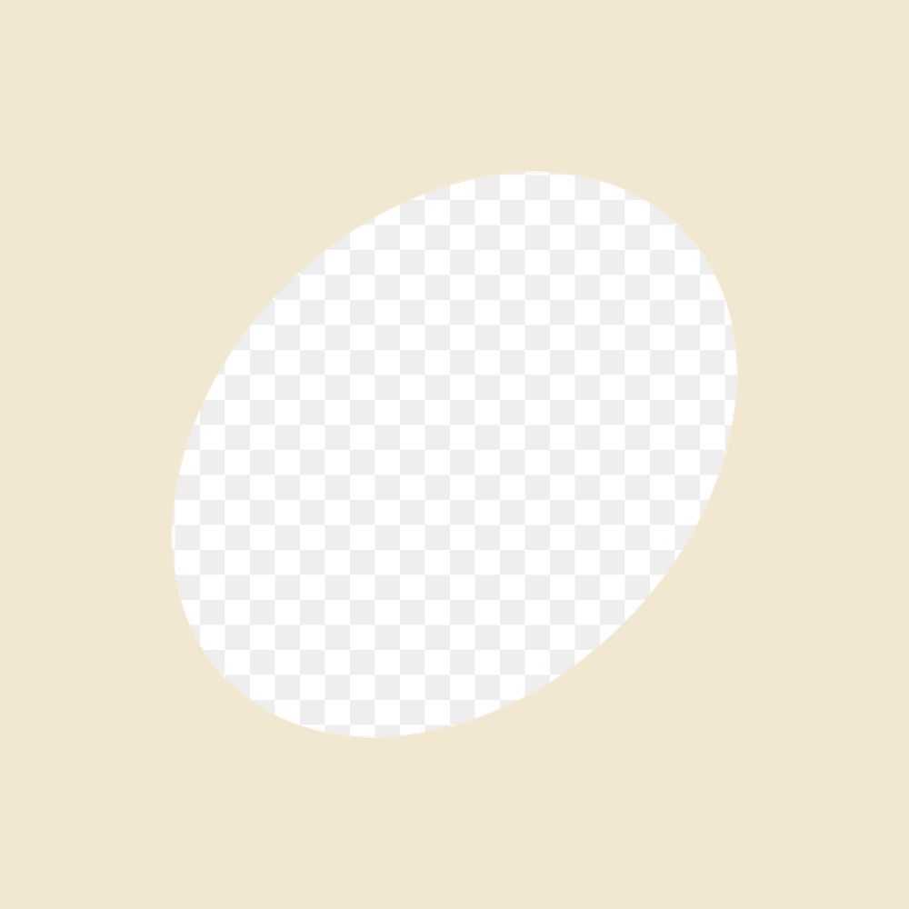 Oval geometric png frame, beige design, transparent background