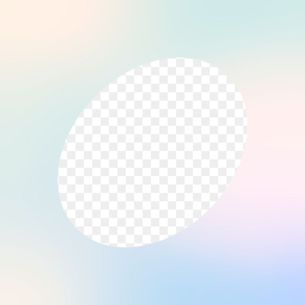 Oval geometric png frame, pastel gradient design, transparent background