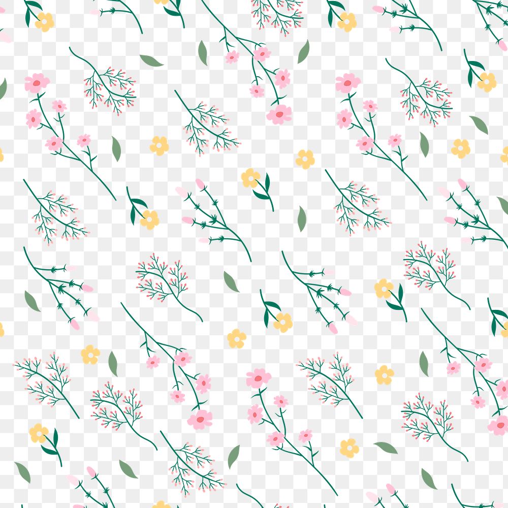 Png wildflower pattern transparent background