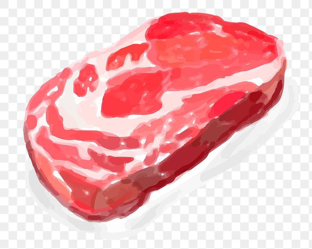 Raw meat png sticker watercolor drawing