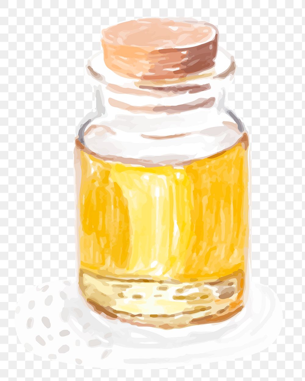 Condiment in glass container png sticker watercolor 